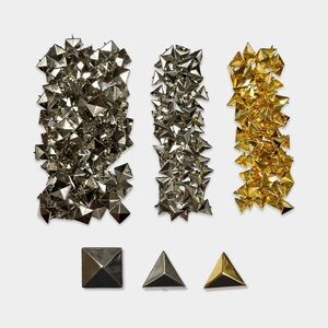 Lot of 292 Silver Gold Metal Large 15mm Square Triangle Pyramid Craft Studs Punk